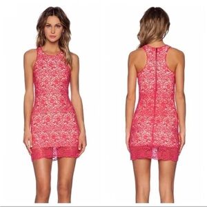 Lovers + Friends Radiant In Pink Lace Sleeveless Mini Crochet Dress Size S Lace